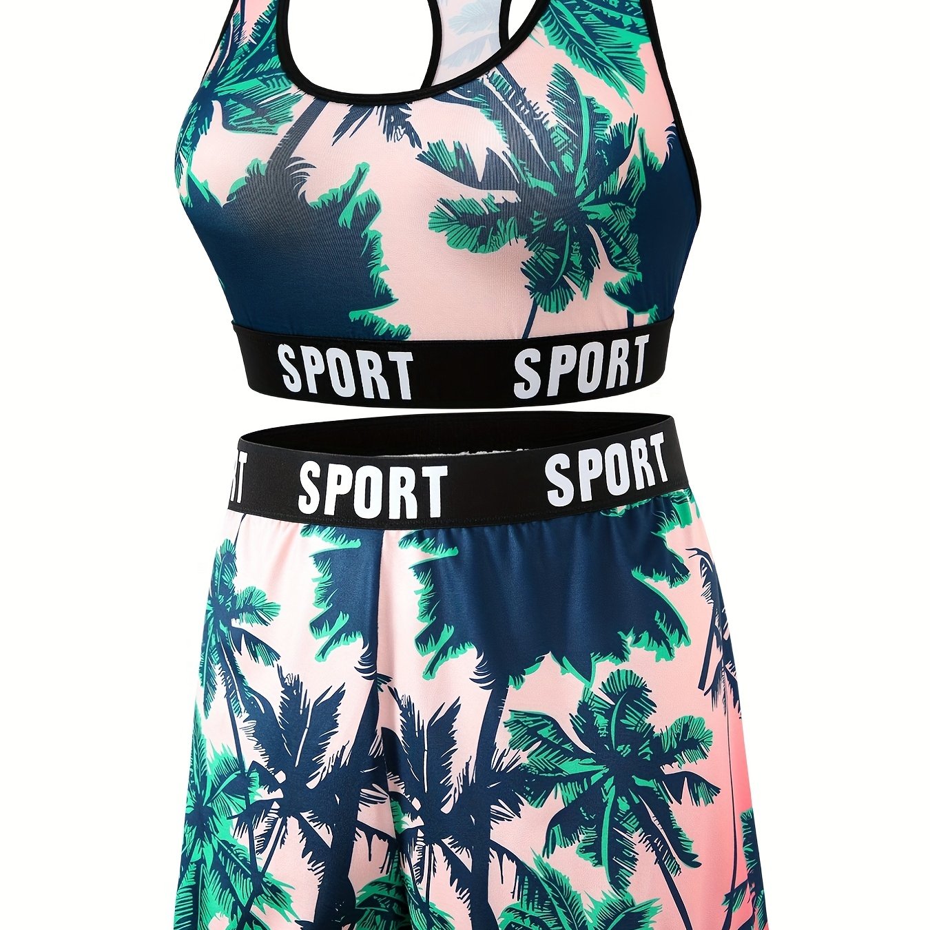 Tropical Sports Bra & Boy Shorts Set