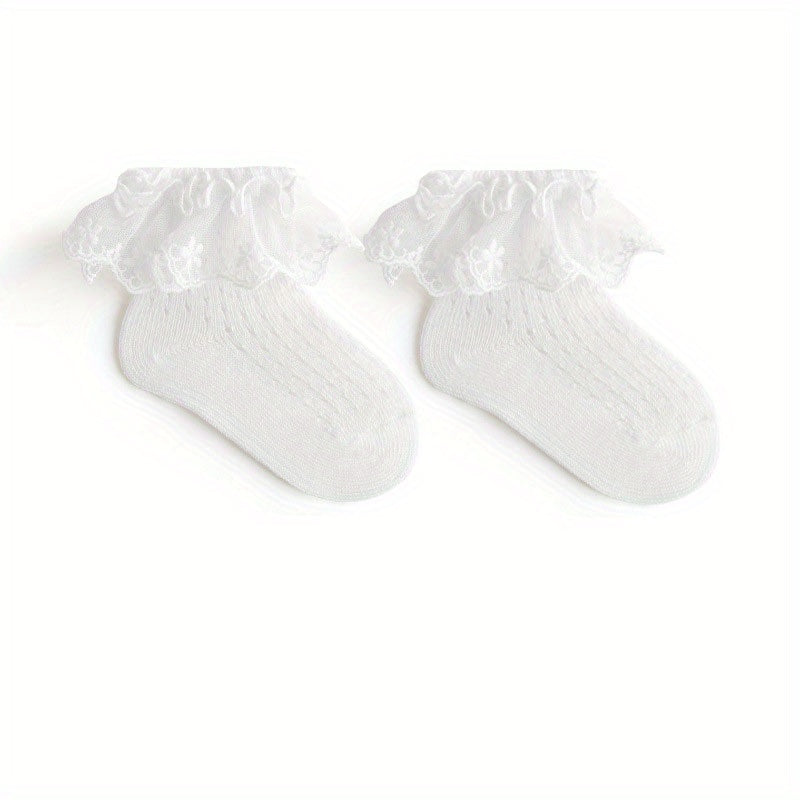 Girls Kids Mesh Lace Ruffled Princess Socks Baby Breathable Comfy Toddler Summer