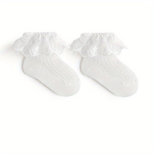 Girls Kids Mesh Lace Ruffled Princess Socks Baby Breathable Comfy Toddler Summer