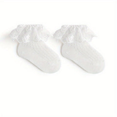 Girls Kids Mesh Lace Ruffled Princess Socks Baby Breathable Comfy Toddler Summer