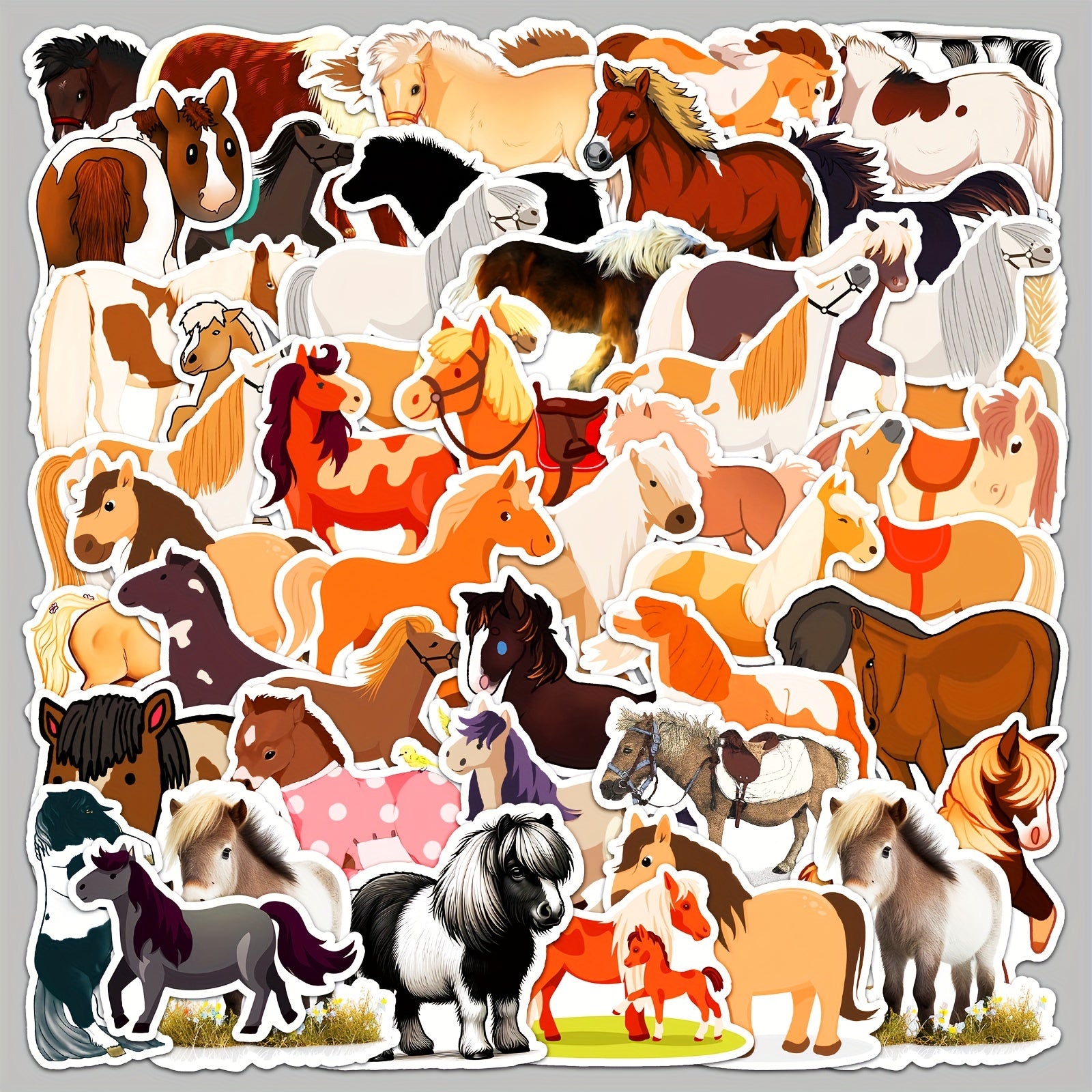 50pcs Pony Cartoon Animal Stickers DIY Sticker Pack