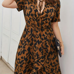 Painting Print Knot Front Dress Women's Plus Dress