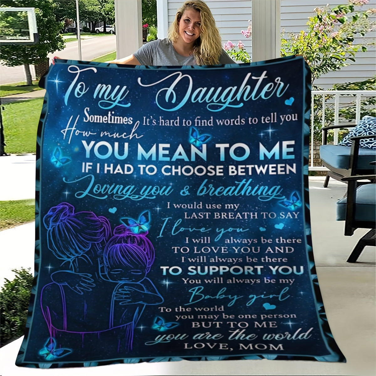 Creative Printed Flannel Blanket for Bedroom & Outdoor - Mother and Daughter