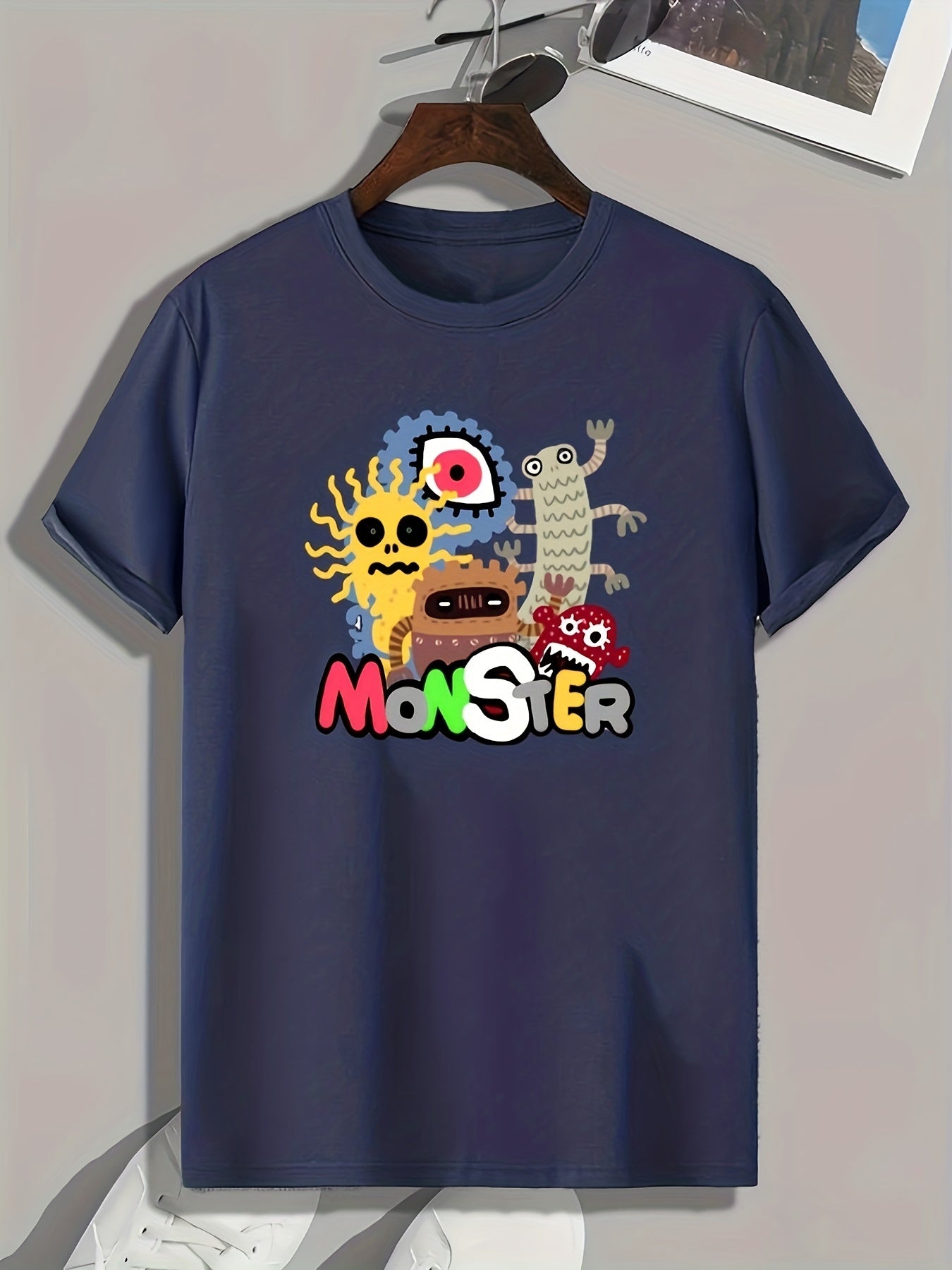 Cartoon Monster Pattern Print Men's T-Shirt