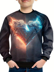 Stone Heart Print Kid's Sweatshirt Unisex Pullover Causal Long Sleeve Top