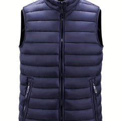 Men's Casual Zipper Pockets Stand Collar Vest