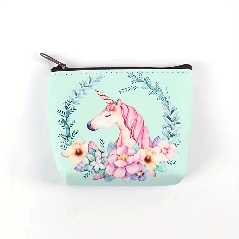 Cartoon Unicorn Zipper Wallet Coin Purse for Outdoor Traveling