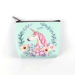 Cartoon Unicorn Zipper Wallet Coin Purse for Outdoor Traveling