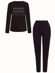 Letter Print Tee & Leggings 2pcs Set
