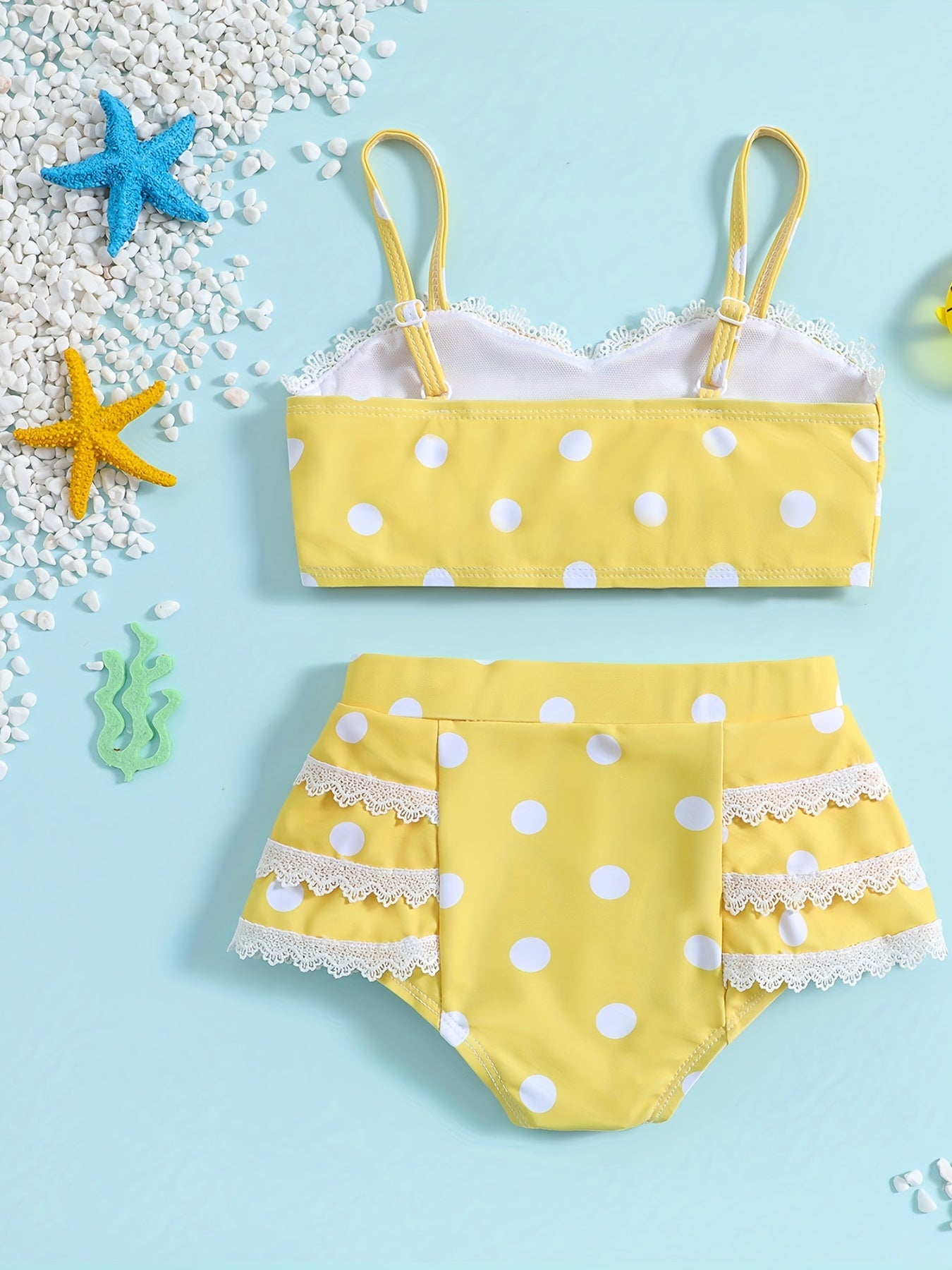Girls' Polka Dot Bikini Tankini Swimsuit Set for Summer Beach