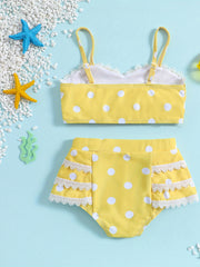 Girls' Polka Dot Bikini Tankini Swimsuit Set for Summer Beach