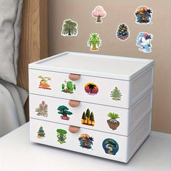 50pcs Cartoon Trees Graffiti Stickers DIY Waterproof Decorative Stickers