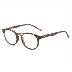 Men's Round Rivet Clear Reading Glasses Spring Leg Presbyopic Frame