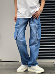 Men's Cotton Cargo Jeans: Street Style Denim Pants