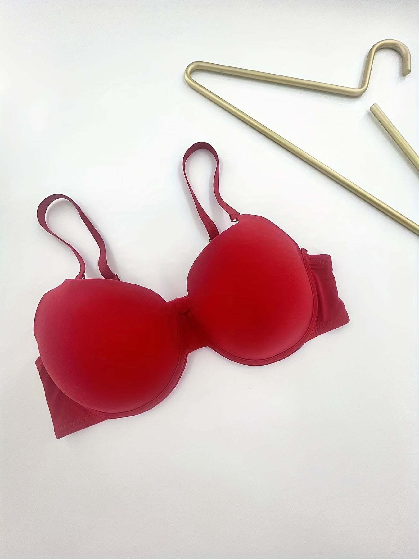 2pcs Solid T Shirt Bras Comfy & Breathable Push Up Bra