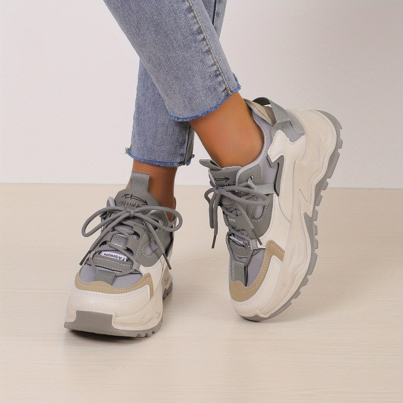 Colorblock Chunky Sneakers Height Increasing Platform Shoes