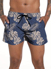 Quick Dry Men's Swim Trunks Beach Pool Leaf Pattern