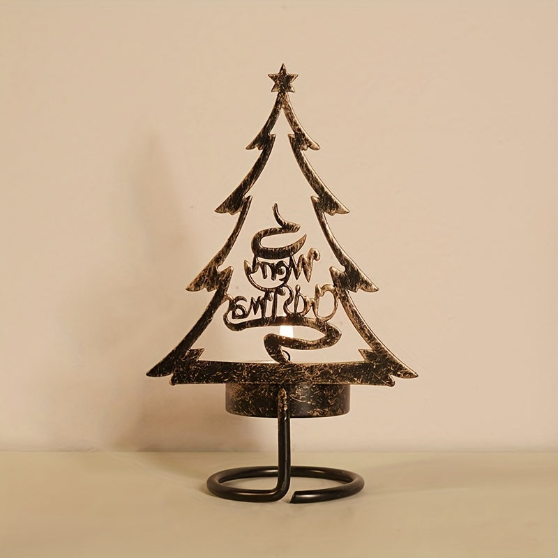 Christmas Candlestick Wrought Iron Desk Ornament