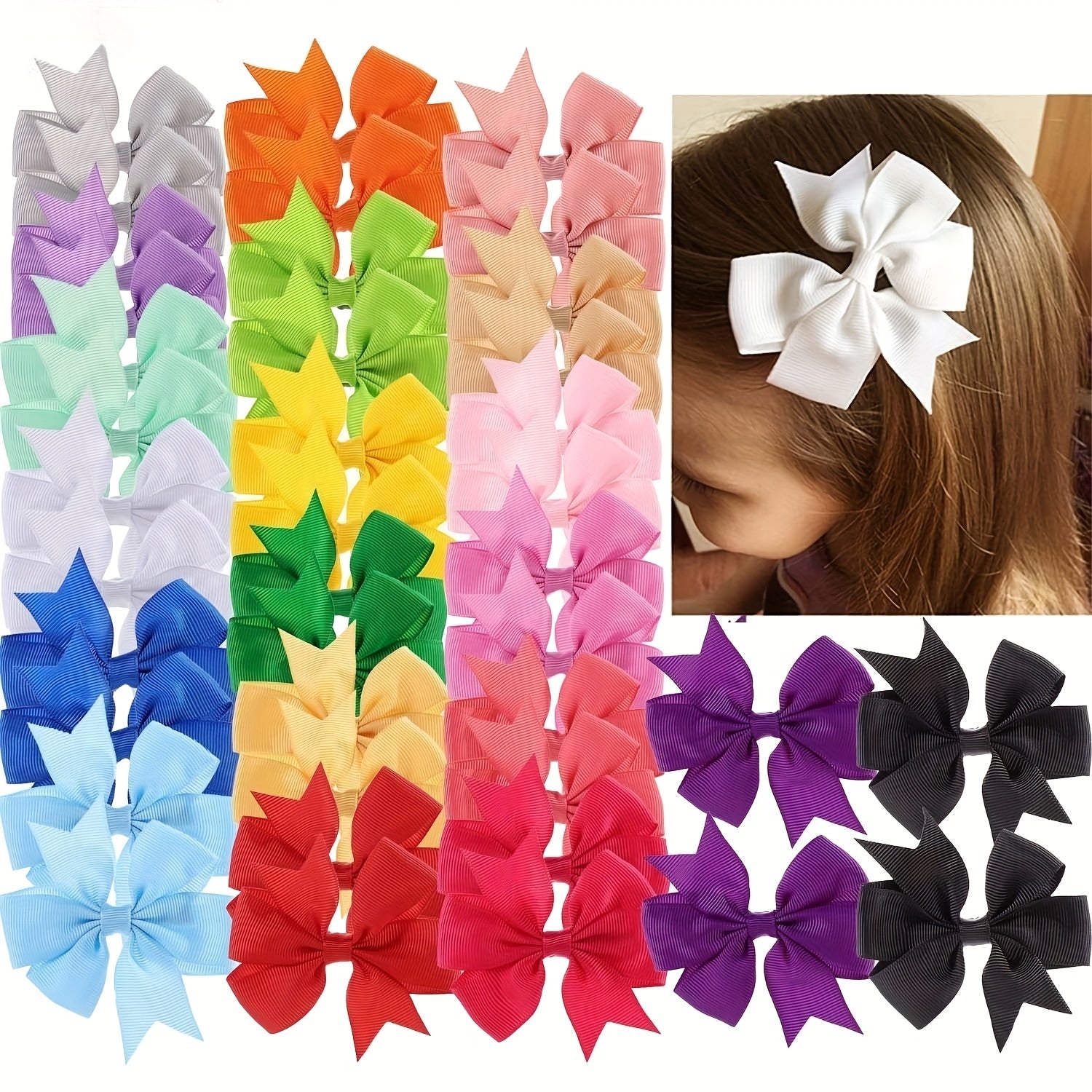 20pcs Sweet Ribbon Bow Hair Clips Set Decorative Hair Accessories Holiday Gift