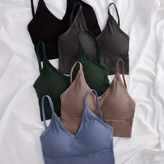 5pcs Ribbed Wireless Bras Comfy & Casual Back Bra Women's Lingerie