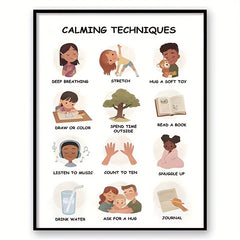 Calming Techniques Emotions Chart Wall Decor Art 20x32 for Home Classroom