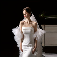 Elegant Long Train Veil for Brides at Weddings