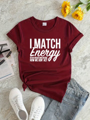Letter Graphic Sports Round Neck T-Shirt Short Sleeences Women's Activewear