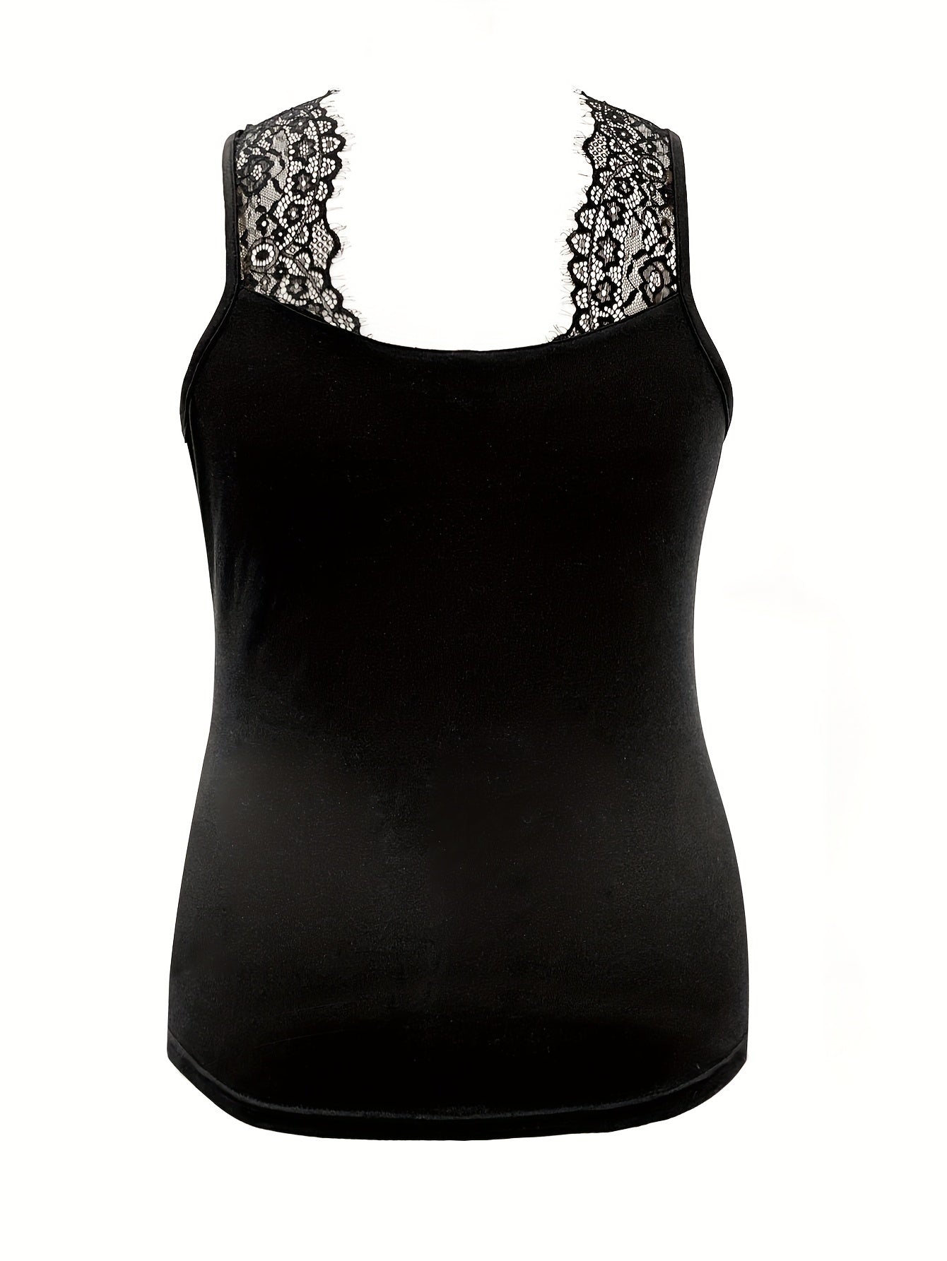 Contrast Eyelash Lace V Neck Home Wear Tank Top