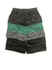 3 Packs Coconut Tree Print Shorts Casual Drawstring Shorts
