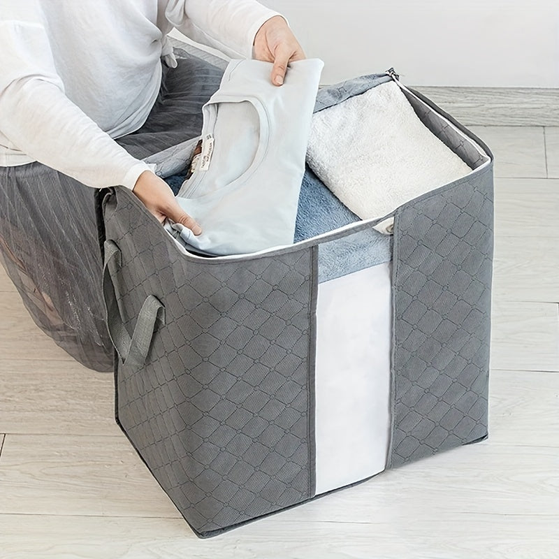 Large Capacity Storage Bag with Zipper Cotton Quilt Clothes Bag