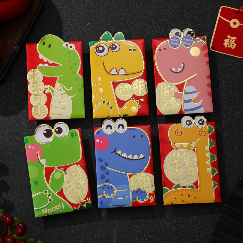 6pcs Year Of The Dragon Lucky Money Envelopes Red Packet Set