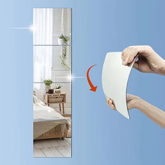 Adhesive Wall Mirror Tiles for Bedroom and Home Gym Full Body Reflection