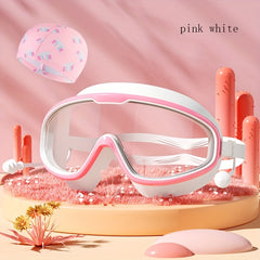 Professional Swimming Waterproof Silicone Goggles Anti Fog Uv with Cap
