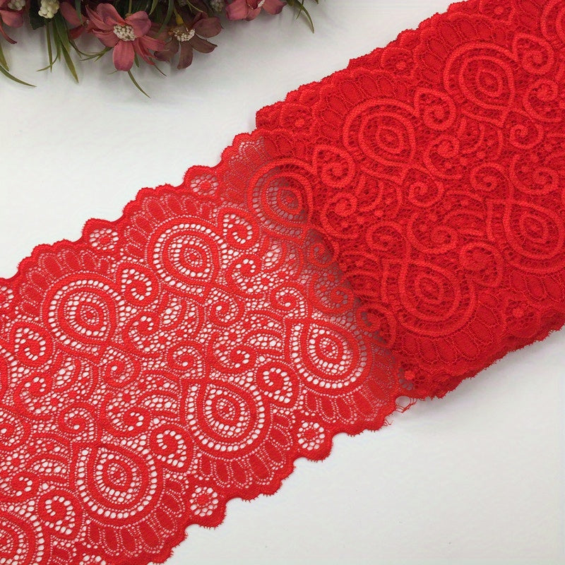1 Yard Flower Stretch Lace Trim Ribbon Elastic Fabric 17 Wide Many Colors
