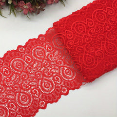 1 Yard Flower Stretch Lace Trim Ribbon Elastic Fabric 17 Wide Many Colors