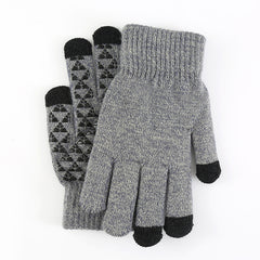 Men's Fleece Winter Touch Screen Gloves Thickened Warm Wool Knitted