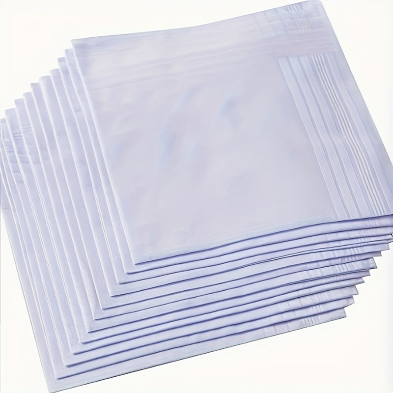 15pcs Men's Satin Border Handkerchiefs Classic & Light Leaf Pattern Napkins