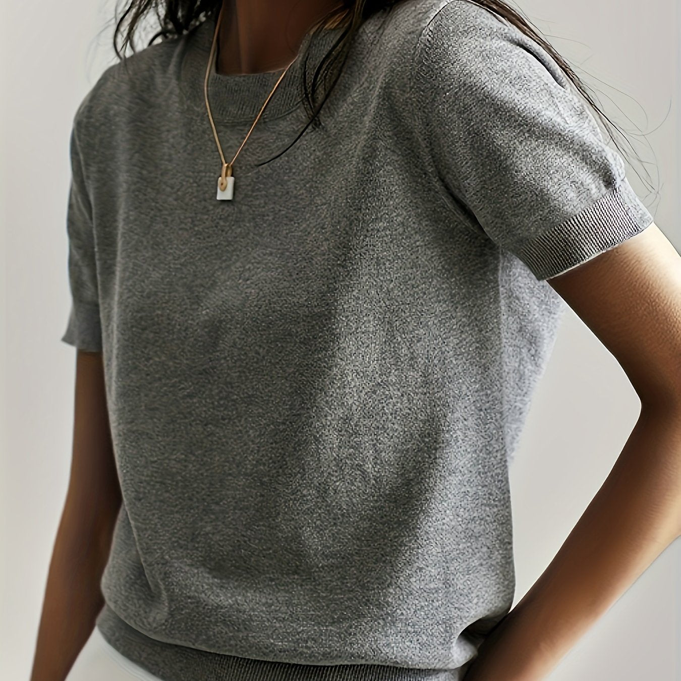 Women's Short Sleeve Crew Neck Sweater