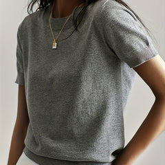 Women's Short Sleeve Crew Neck Sweater