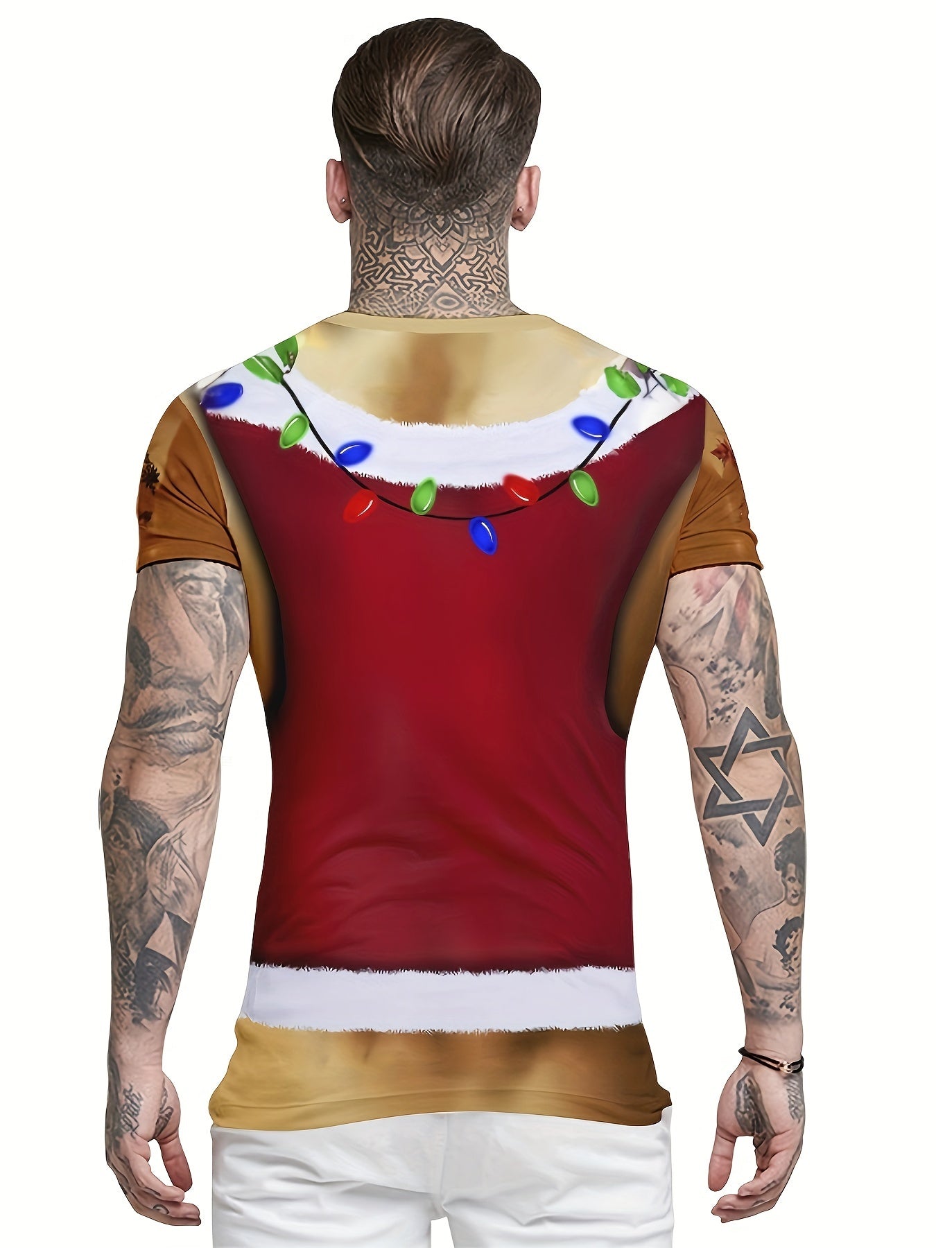 Christmas Graphic Print Tee Shirt Men's Casual Round Neck Tee Shirt