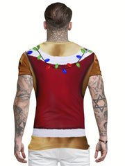 Christmas Graphic Print Tee Shirt Men's Casual Round Neck Tee Shirt