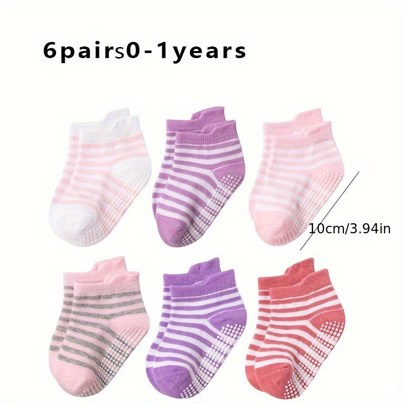 6pairs Baby Non slip Ankle Socks Boys & Girls
