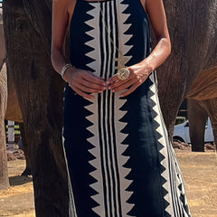 Plus Size Geometric Print Backless Cami Dress