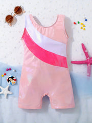 Girls Star Print One Piece Swimsuit Sleeveless Tank Top Shorts