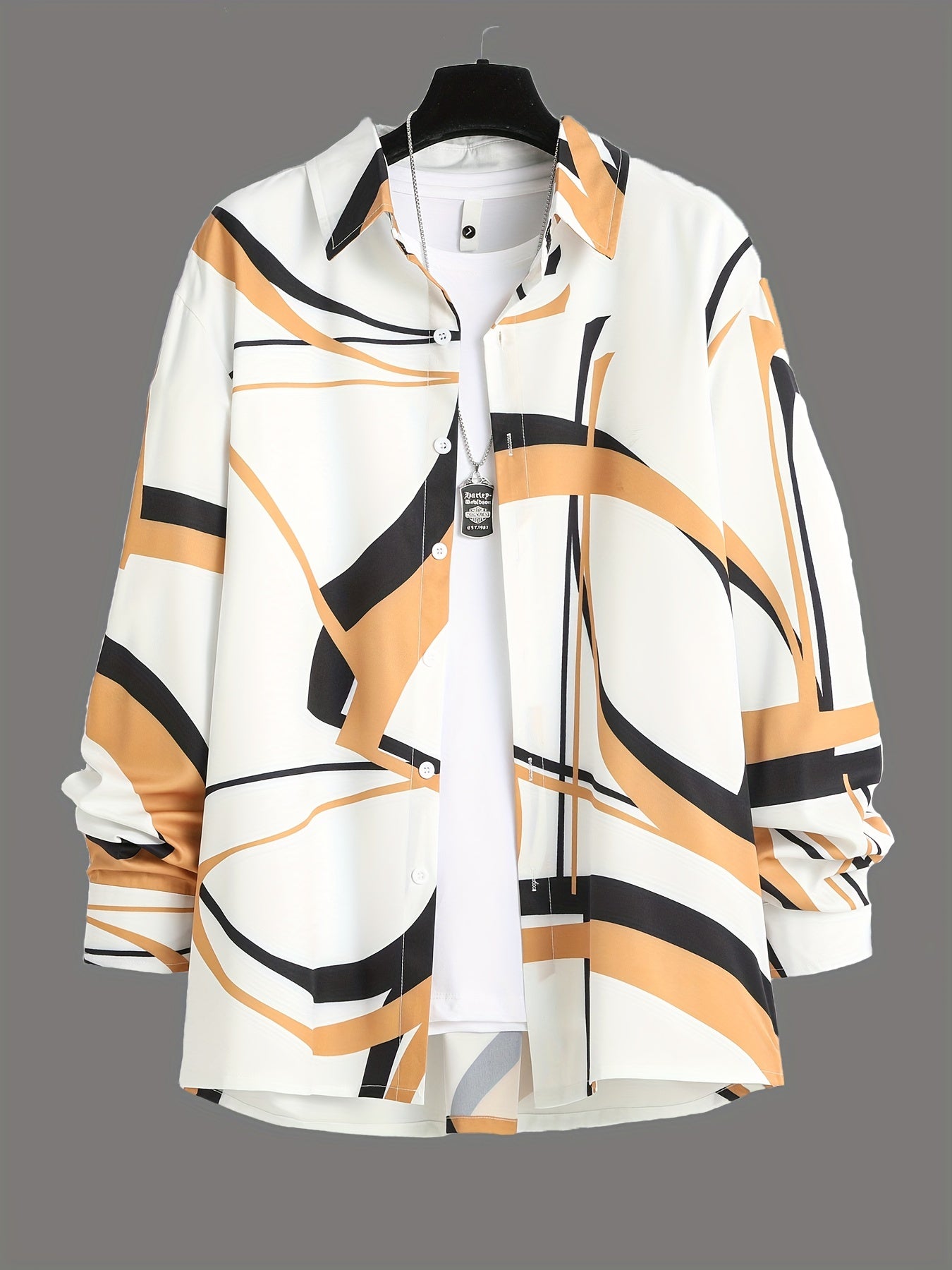 Geometric Print Men's Casual Button Up Shirt
