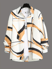 Geometric Print Men's Casual Button Up Shirt