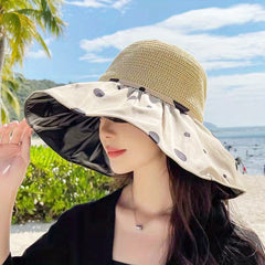 Polka Dot Double Layer Sun Hat Women Beach Hat