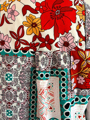 Casual Blouse Women's Plus Scarf & Floral Print Button Up