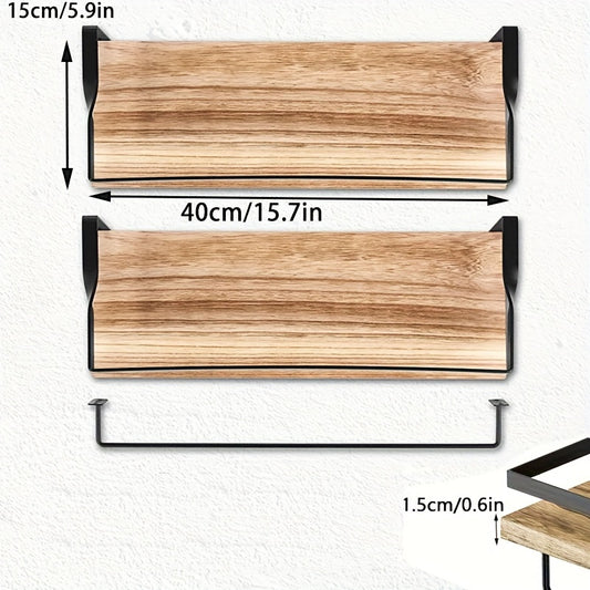 2pcs Floating Shelves Bathroom Shelves With Towel Rails Wall Shelves