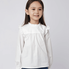 MARC&JANIE Girls Ruffle Stand Collar Cotton Shirt